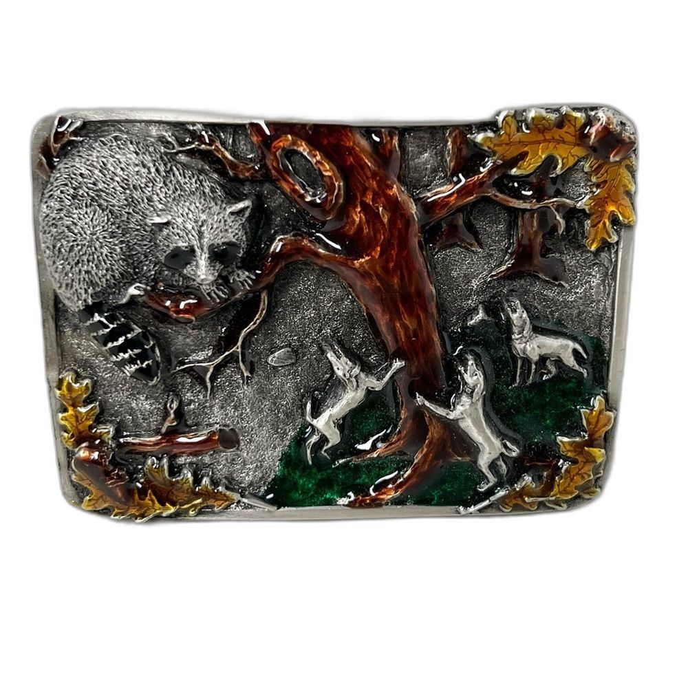 Bergamont Brass Works Raccoon Coonhounds Hunting Nature Belt Buckle